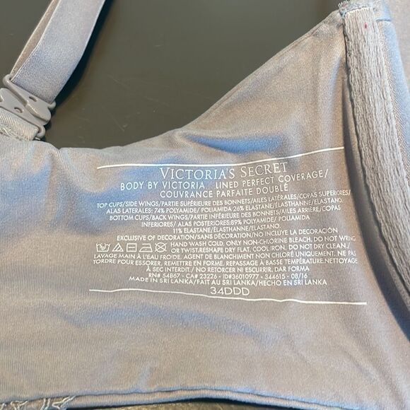 Victoria’s Secret Body by Victoria lace bra gray silver taupe color SZ 34DDD - Picture 9 of 12